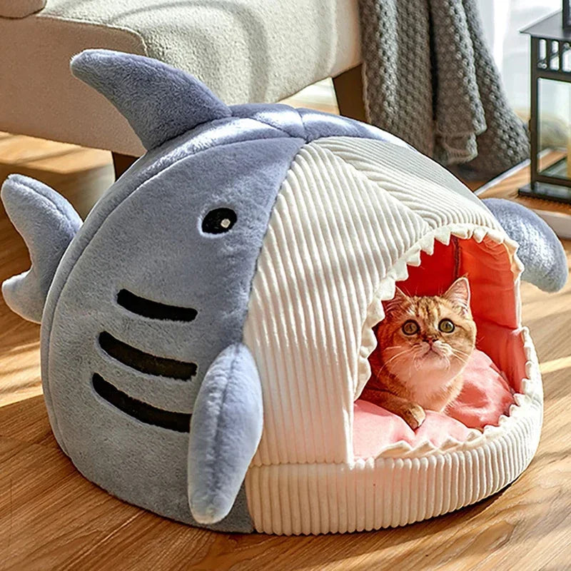 Cartoon Shark Pet Cave Cat Dog Beds Sweet Kittens Basket Warm Cat Beds Cushion Cat Pillow Mat Tent Puppy Nest Cave Pet Goods