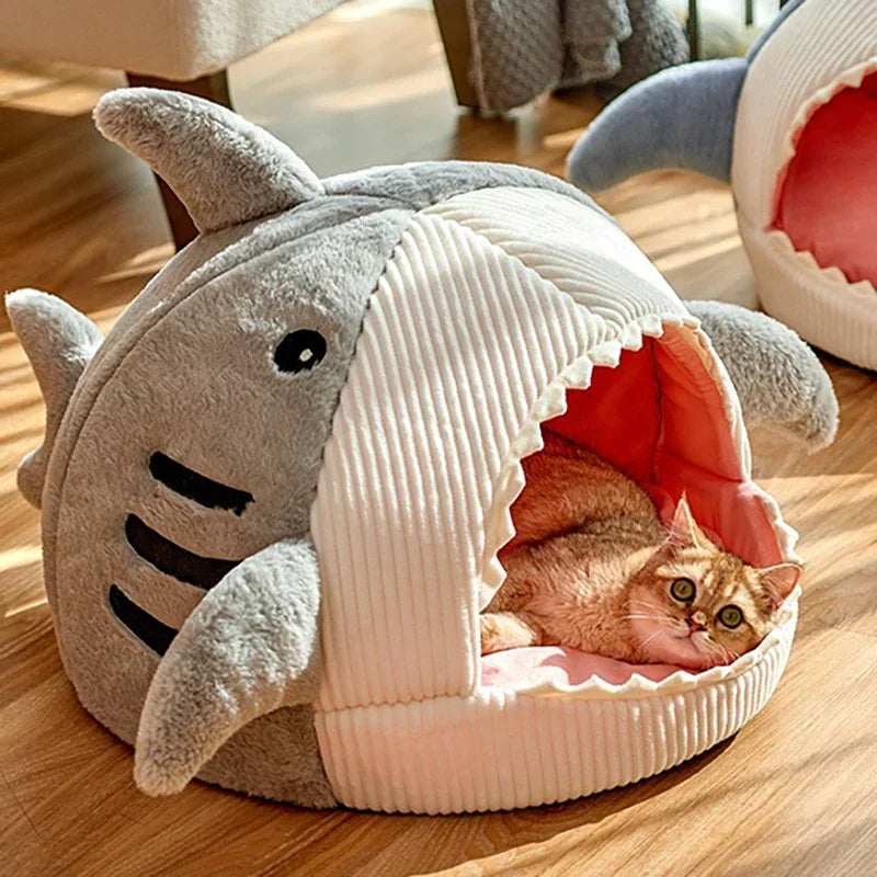 Cartoon Shark Pet Cave Cat Dog Beds Sweet Kittens Basket Warm Cat Beds Cushion Cat Pillow Mat Tent Puppy Nest Cave Pet Goods