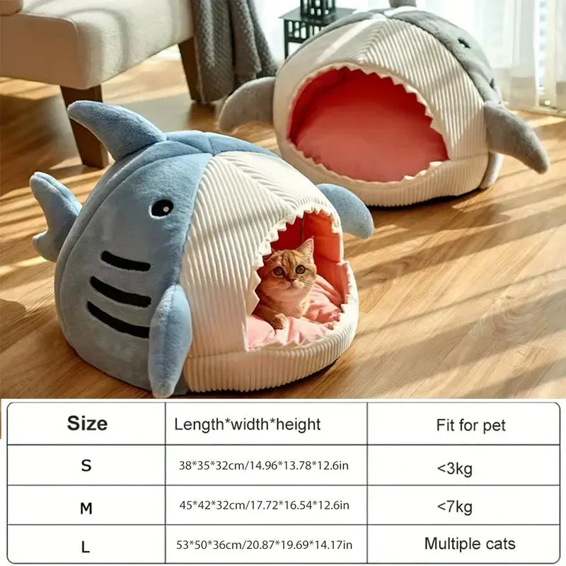 Cartoon Shark Pet Cave Cat Dog Beds Sweet Kittens Basket Warm Cat Beds Cushion Cat Pillow Mat Tent Puppy Nest Cave Pet Goods