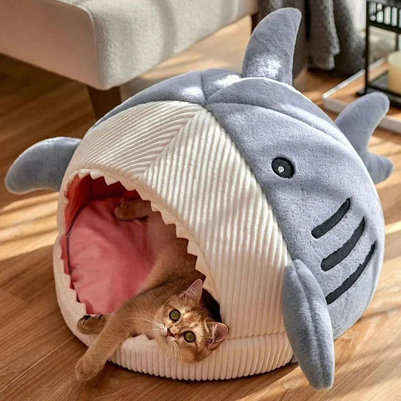 Cartoon Shark Pet Cave Cat Dog Beds Sweet Kittens Basket Warm Cat Beds Cushion Cat Pillow Mat Tent Puppy Nest Cave Pet Goods